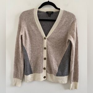 Charter Club Luxury Colorblock Boyfriend  100% Cashmere Cardigan Sweater Size XS